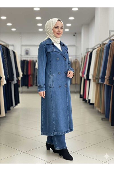 Aydan Trenç Denim Kruvaze Kemerli