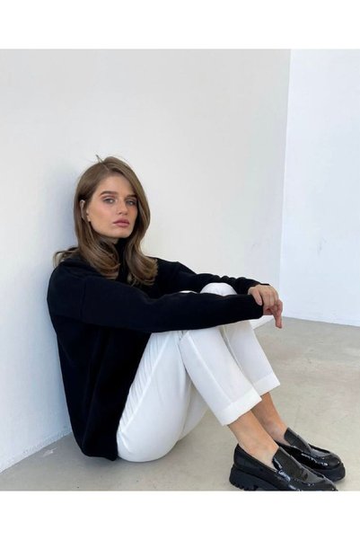 ByEsila Plain Knitted Bluse Sweater