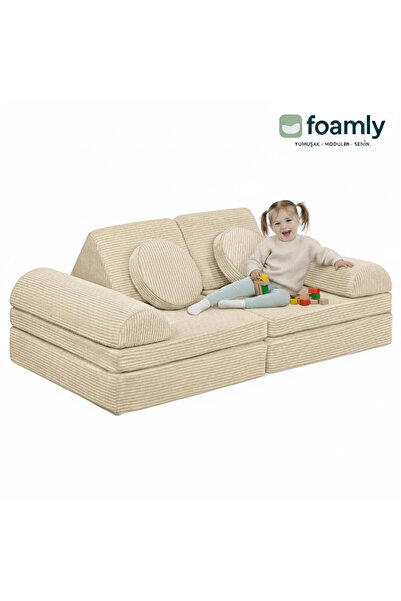 foamly PUZZLE Fitilli Kadife Modüler Çocuk Oyun Minderi Ve Kanepesi Tamamen S...