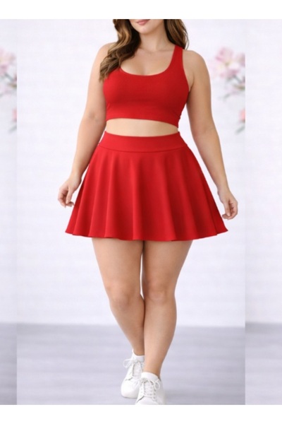 CARABO MODA High Waist Super Quality Mini Sports Flared Skirt