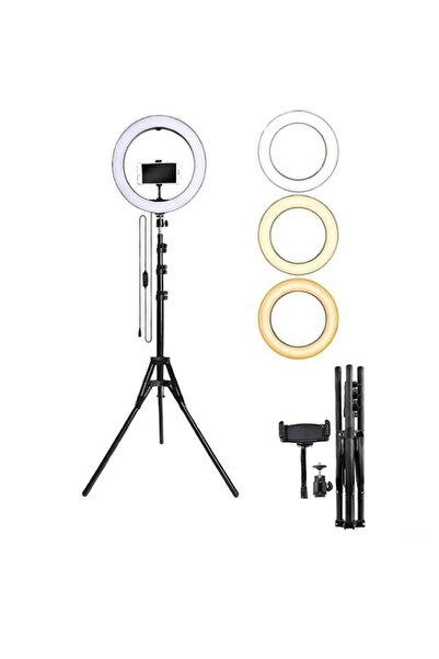 PROTECH LED Tripod Işıklı Adaptörlü Telefon Tutucu Makyaj Selfie Işığı Ring L...