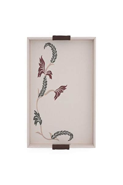 Blends صينية تقديم بيج مزينة بنقوش زهرية