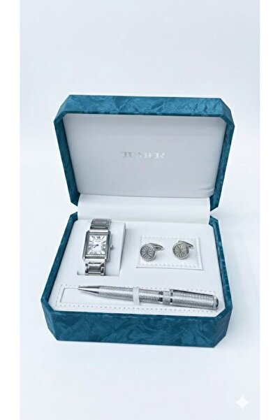 Boutique Luxury men's accessories set in silver (watch, pen, cufflinks, praye...