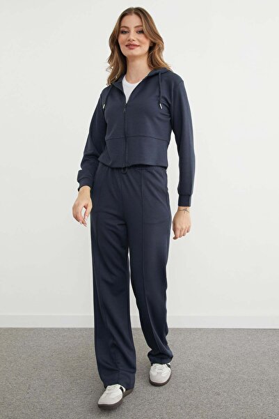 Fulla Moda Basic Hooded Çimalı Modal Tracksuit Set