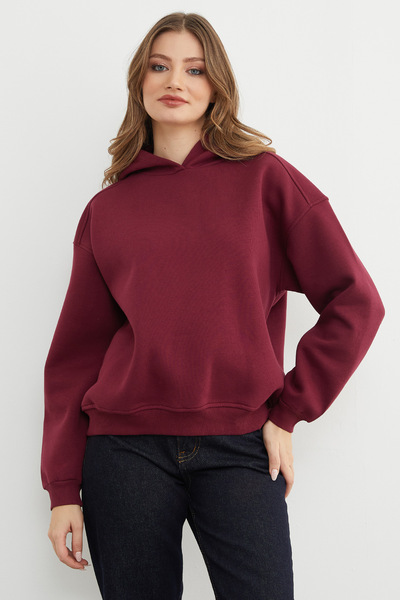 Fulla Moda 3 Yarn K Hooded O Oversized Sweatshirt