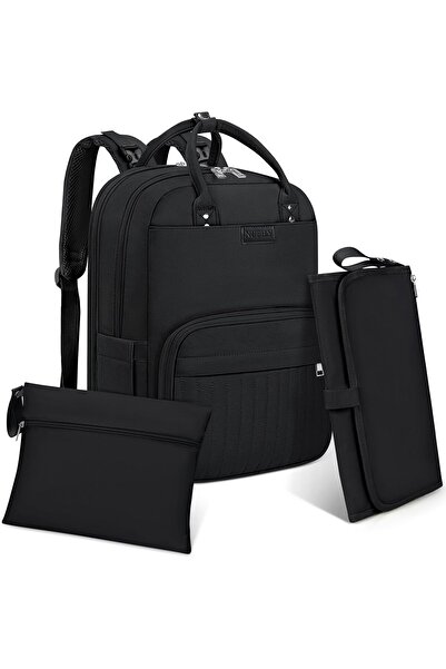 RAINSMORE حقيبة ظهر لتغيير حفاضات الأطفال مع سجادة تغيير الحفاضات