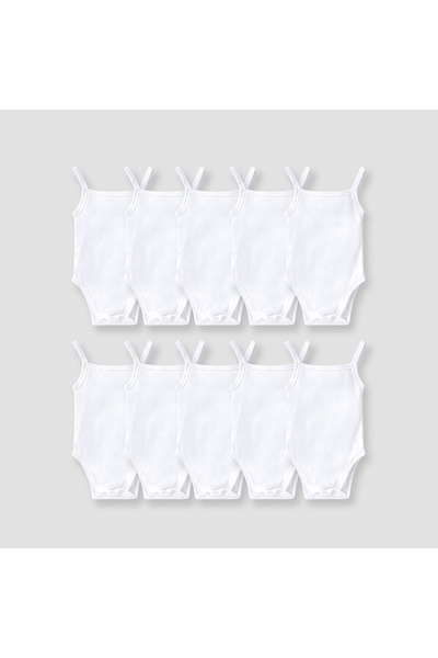 Juniors بدلة جسم بأكمام وحمالات متينة مع إغلاق بأزرار كبس - طقم من 10 قطع