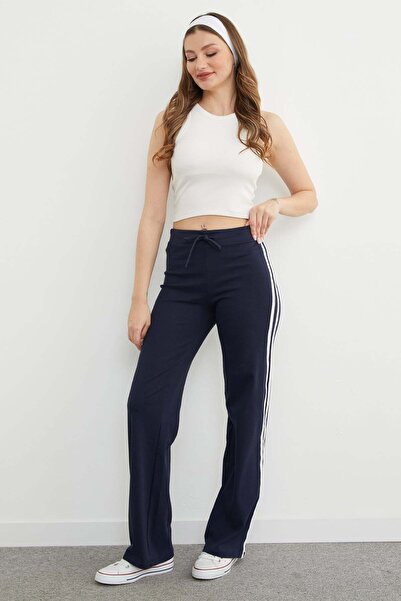 Fulla Moda Drawstring Waist Sweatpants with Side Stripes