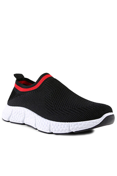 london Rag Women Contrast Cuff Kids Active Knitted Black Sneakers