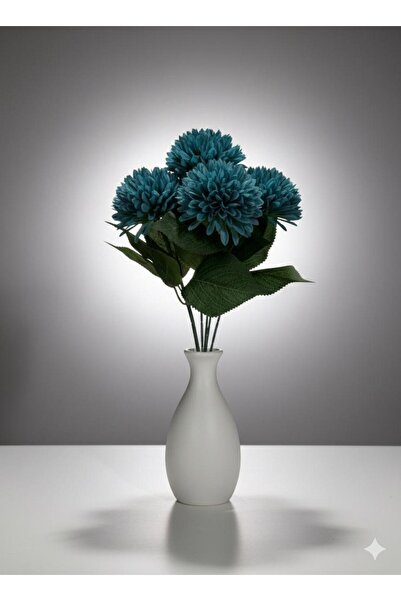 DDTREND باقة أزهار الأقحوان الاصطناعية أزرق بلون الكوبالت فرع عمودي لتزيين ال...