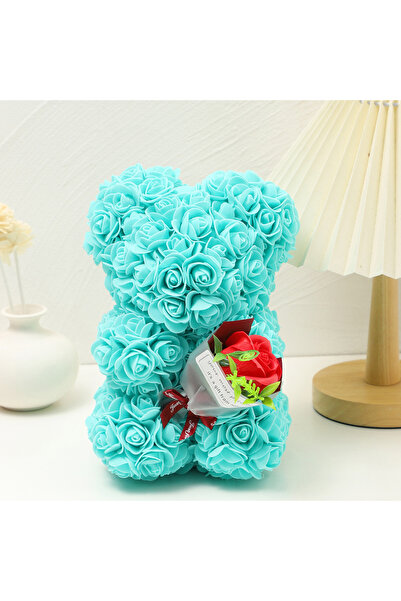 Choice باقة دب تيدي زرقاء سماوية اللون مصنوعة من إسفنج على شكل وردة. مثالية ل...