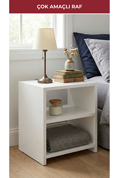 Pikas 2 Raflı Çok Amaçlı Beyaz Komodin