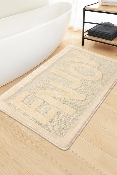 Konfor Halı Cream Non-Slip Base Bath Mat Long Lasting Soft Water Absorbent Washable Enjoy 60X100