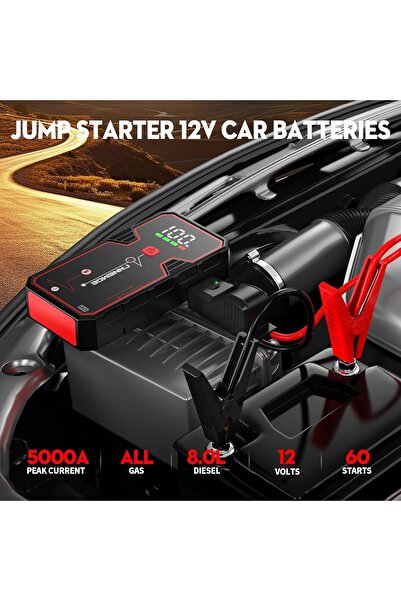 FNNEMGE Car Jump Starter 5000A 23800mAh 12V Car Battery Jump Starter for 8.0L Gasoline and 6.5L Diesel