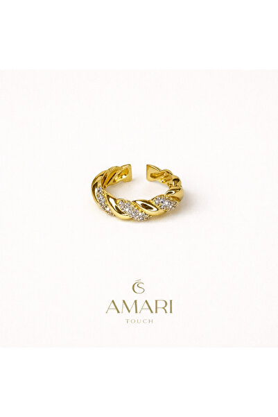 Amari Taşlı Sarmal Gold Yüzük