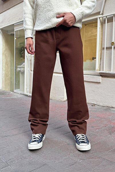 Flaw Wear Basic Regular Gabardine Trousers Brown