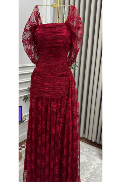 AREEJ FASHION Red lace dress