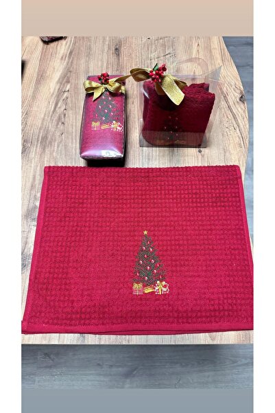 KIRLENTİM NAKIŞLI KIRMIZI HAVLU