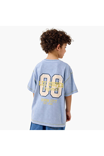 Lee Cooper تي شيرت مطبوع عليه شعار الجامعة مع رقبة دائرية