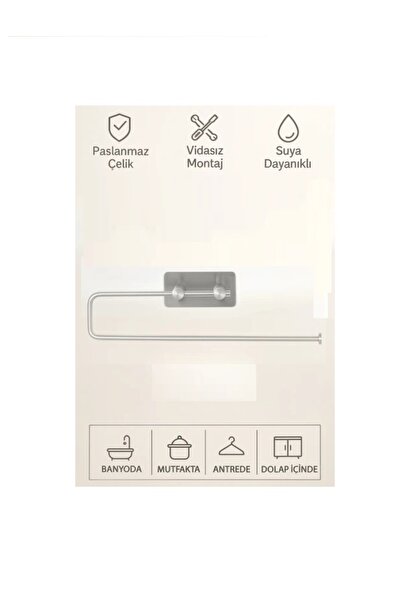 bulut art Paslanmaz Çelik Yapışkanlı Havlu Askılığı | Delmeden Montaj Neme Da...