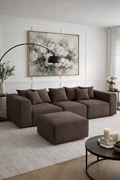 Öztürk Mobilya Design Lorensi Modüler Köşe Koltuk Takımı, Yönsüz Kadife Kumaş...
