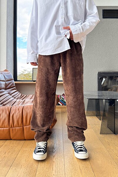 Flaw Wear Corded Fabric Velvet Trousers Brown