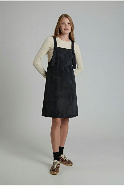 LYN MAMA MYRA6316 Hamile Siyah Kadife Jile Elbise