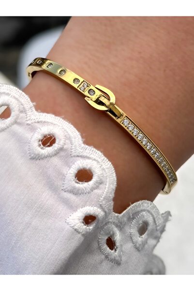 FERRO سوار نسائي من حجر الكريستال الأصفر المصنوع من الفولاذ FRJW10014A-B مع ع...