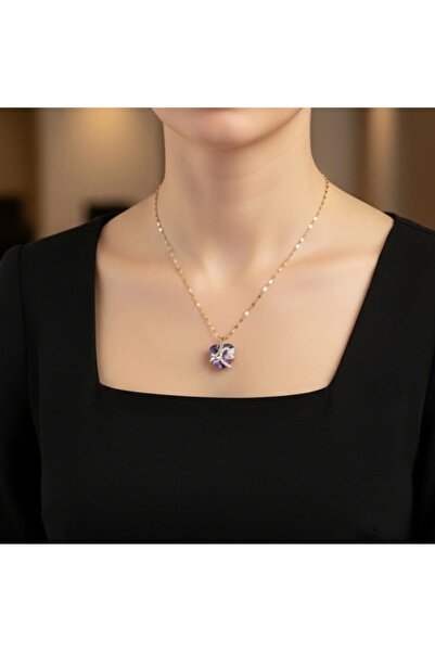 stainless steell Gold Color Chain Heart Model Steel Necklace