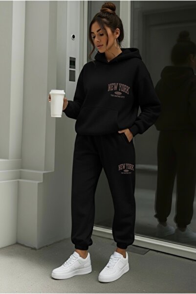 FUFLUNS New York the Empire States Printed Unisex Women/Men K Hooded Oversize...