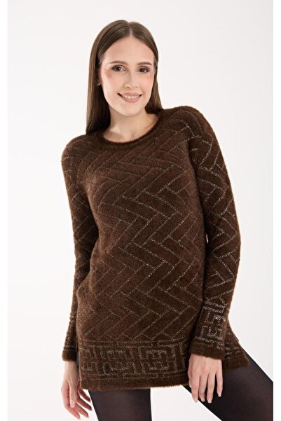 BERNE Kadın Jakarlı Dokulu Bisiklet Yaka Triko