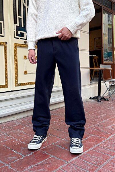 Flaw Wear Basic Regular Gabardine Trousers Navy Blue