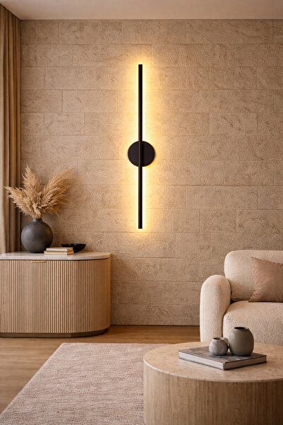 Natiorj Modern Siyah Pilli Aplik Tak Çalıştır Kablosuz Ledli Aplik Pil Dahild...