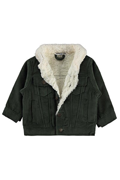Civil Boys Fleece-Lined Buttoned Velvet Jacket for Ages 2-5 - Khaki 2-3 Years