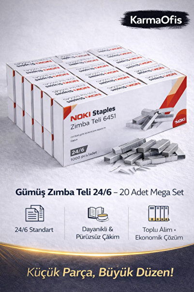 KarmaOfis Silver Staple Wire 24/6 – 20 Piece Set |   Durable, Smooth Stapling...