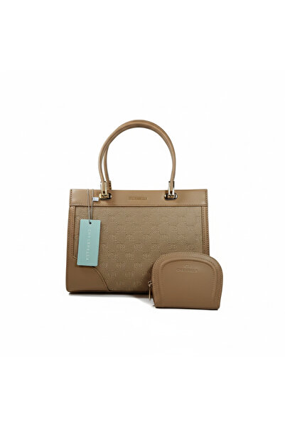 Chrisbella Luxury Handbag with Sling & Matching Wallet – Elegant Beige Top Ha...