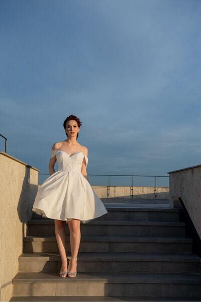 Anastasia Atelier Rochie de seara de ocazie cununie civila alba ivory cu dantela