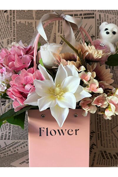 DBlooms Hoşgeldin Bebek Çiçeği - Peluş Ayıcıklı Kız Bebek Aranjmanı, Baby Sho...