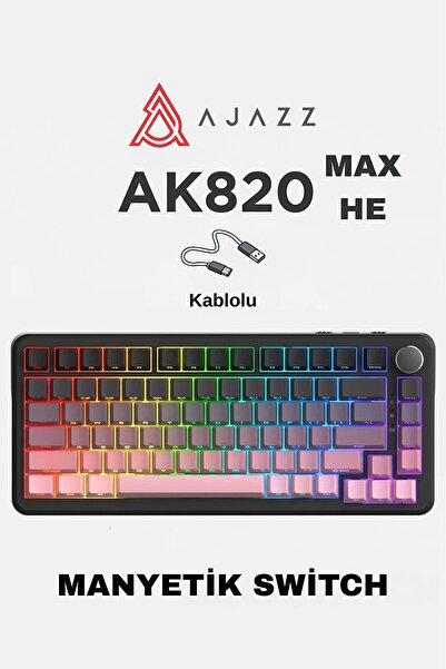 Coverzone Ajazz AK820 MAX HE Kablolu Mekanik Oyun Klavyesi 8000Hz-Rapid Trigg...