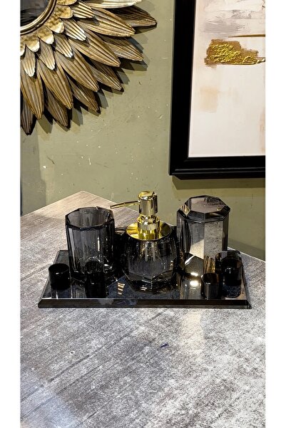 HaRe Home Crystal Glass Bathroom Set Smoked