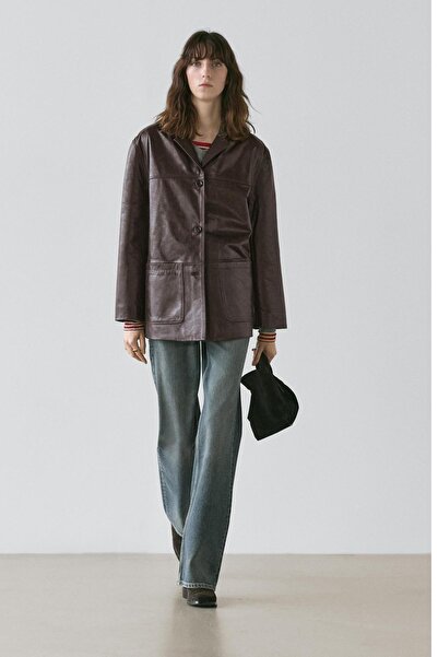 Massimo Dutti Düğmeli napa deri blazer