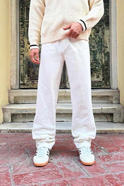 Flaw Wear بنطلون جبردين أساسي عادي أبيض اللون