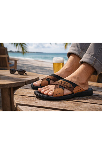 Akkurt Narin Halatlı Erkek Terlik, Dayanıklı Yazlık Sokak Terliği