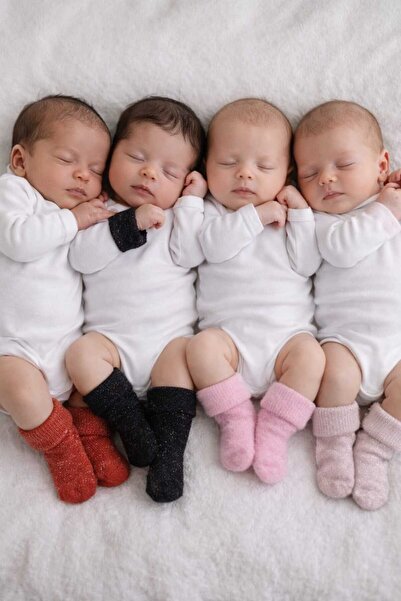 BEBEĞİME ÇORAP 4-Pack Organic Angora Cotton Yarn Newborn Baby Socks