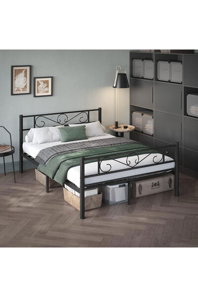 VASAGLE Cadru de pat dublu metalic, 140x190 cm, negru