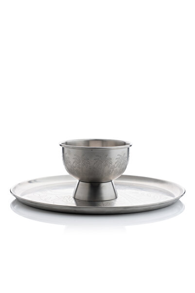 Blends Silver Stainless Steel Serving Bowl and Plate Set of 2 from Tila