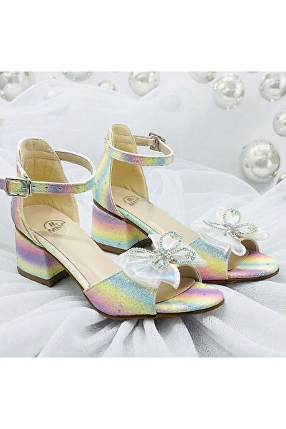 Guppy Kids Girl's Glitter Bow Detailed Heeled Shoes