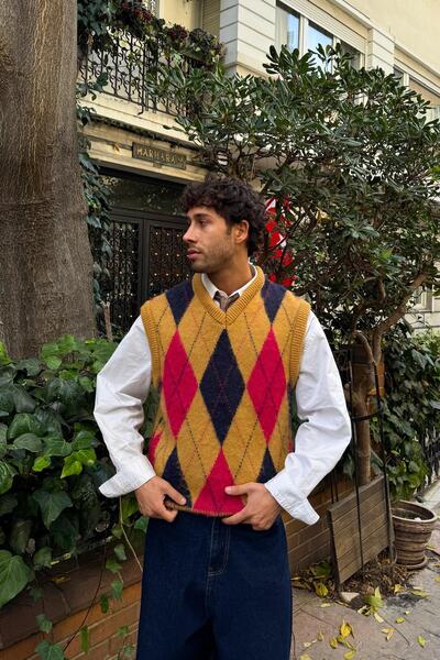 Flaw Wear Baklava Pattern Knitwear Sweater Camel