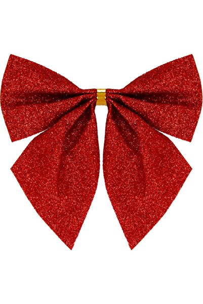 SERSIMO Set of 3 Christmas tree ornaments, bow, 11cm, red