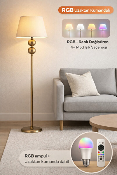 epifanio Nobile Gold RGB Uzaktan Kumandalı İkili Küre Lambader – Krem Şapka